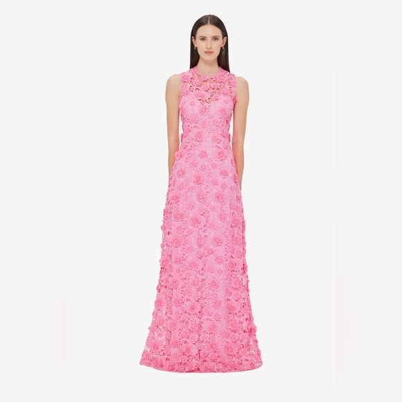Leo Lin Eva Pink Floral Appliqued Lace Sleeveless Maxi Gown AU8/US4 NWT - Picture 7 of 13
